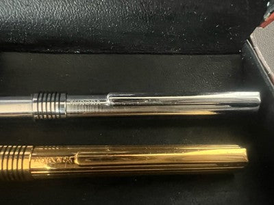 🔴 AURORA Marco Polo chrome and gold ballpoint pens write 2 PENS A 