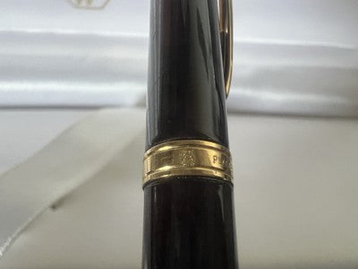 🔴 WATERMAN penna sfera lacca marmorizzata placcata oro scrive con astuccio