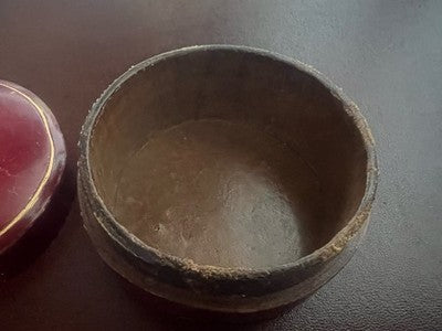 🔴 Scatola box gioiello orologio tasca pelle incisioni A N dorate Ø 6,2 vintage