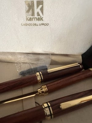 Karnak Set Bureau Bois Avec Stylo à Plume Et Sphère Avec Ouvre-Lettre Vintag