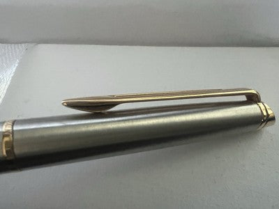 🔴 WATERMAN penna sfera Hemisphere cromata profili dorati scrive