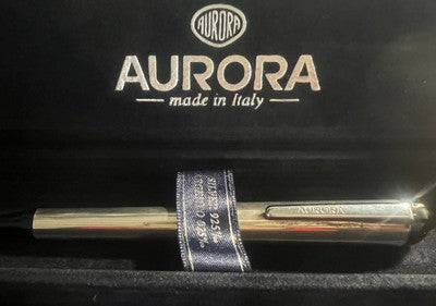 🔴 AURORA penna sfera ARGENTO 925 MASSICCIO Idea pennino M mai usata astuccio