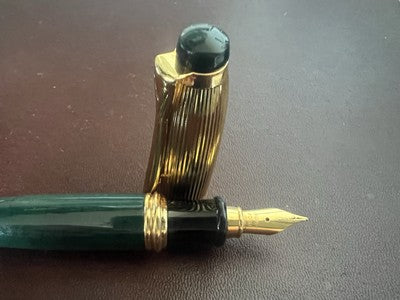 🔴 OSAMA penna stilografica mini da agenda lacca verde e dorata scrive vintage