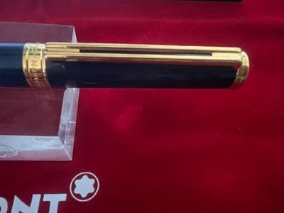 Montblanc Sfera Noblesse Oblige Bleu Roller Profils Plaqués Or Avec Étui