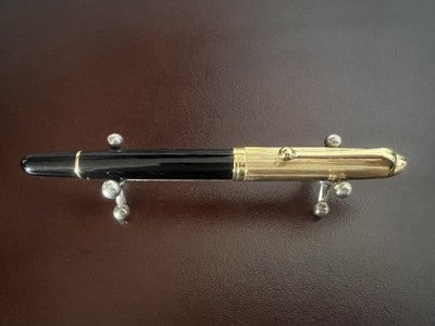 Aurora Rollerball Pen 88 Gold Striped Cap Black Body Warranty 