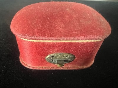 🔴 Scatola orecchini astuccio custodia gioiello originale seta rossa antica 1920