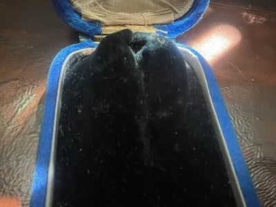 🔴 Blue brooch box, fabric case with original Art Deco clasp 