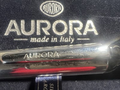 🔴 AURORA penna sfera ARGENTO 925 MASSICCIO Idea pennino M mai usata astuccio