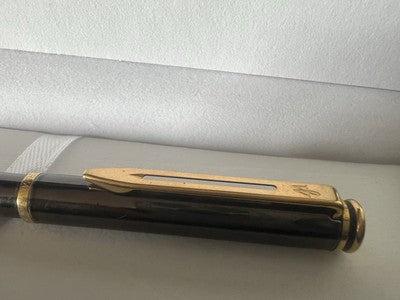 🔴 WATERMAN penna sfera Gentleman lacca nera particolari laminati scrive
