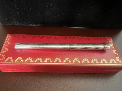 Cartier Fountain Pen Vendome Trinity Silver Solid 925 Cartridges Vintage 1