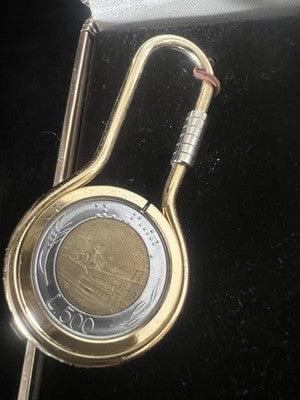 Lalex Set Stylo-Plume Sphère Or + Porte-Clé 500 Lire Avec Trousse Vintage