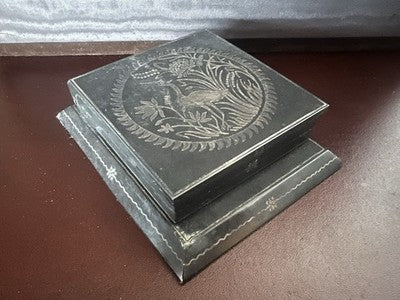 Vintage Metall Grabado Indien Kolonial Motivos Florales Primero '900 