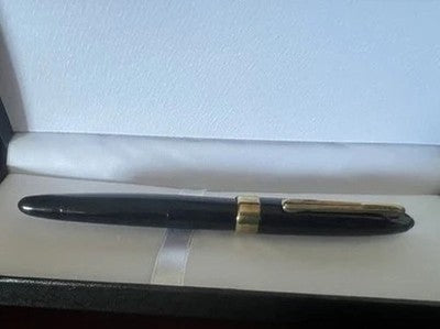 Füllfederhalter Schwarz Celluloid Mit Knopf Füller Vintage 40 