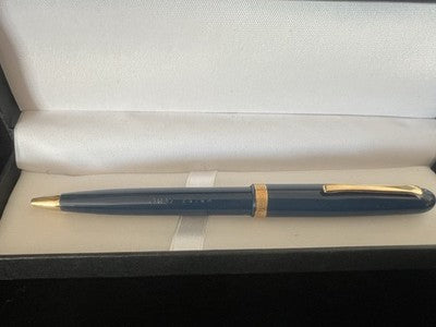 Grand-Mère Stylo-Plume Sphère Extra Bleu Intense Avec Grec Plaqué Or Écrit Cru