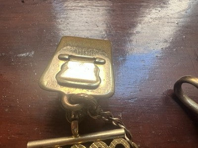 🔴 CATENA orologio tasca Vittoriana chatelaine sigillo pinchbeck antica 1800 N.1