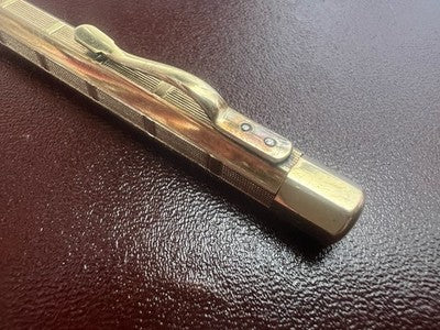 Vintage Druckbleistift, vergoldet, achteckiges Griffstück, Minenladesystem 