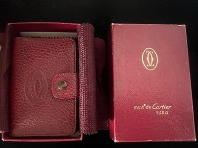 🔴 CARTIER porta agenda piccolo Must pelle bordeaux vintage confezione originale