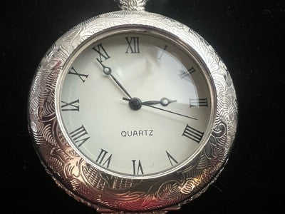 🔴 Orologio tasca uomo donna cromato cesellato Movimento al quarzo funziona