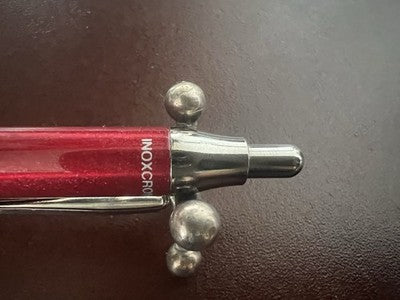 Inoxcrom Stift Kugel Lack Rot Chrom Schnappverschluss Schreibt Im Feld Vintage 