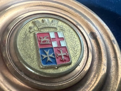 Marine Militaire Médaille Presse-Papier de Bureau Laiton Avec Écusson