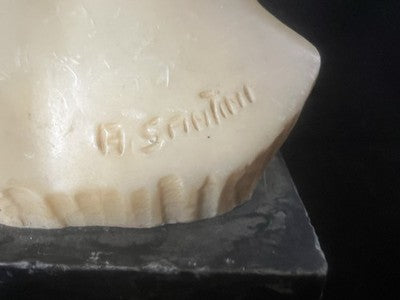 Statue Santini Bust David Sculpture Marble Yellow Amber H 15 Vintage 1966