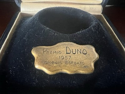 Prix Duno 1957 Boîte Écrin Plaque Argent 800 Plaqué Or Giorgio Borgato