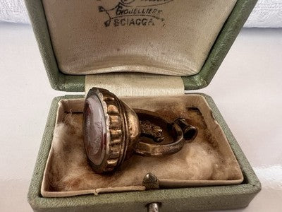 🔴 Ciondolo Sigillo ceralacca GEORGIANO cammeo Lord Byron antico 1790-1825