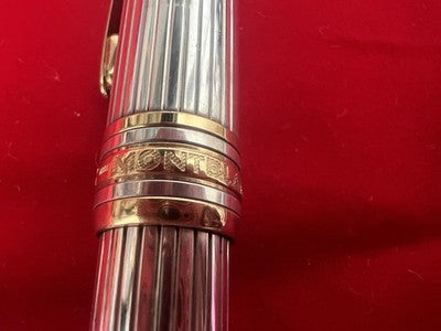 🔴 MONTBLANC Meisterstück Solitaire 164 Ballpoint Pen Solid Silver 925 SUPER 