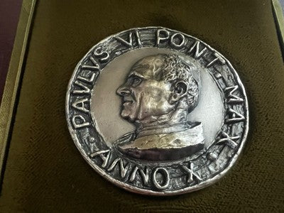 🔴 VATICANO medaglia ARGENTO 800 Papa PAOLO VI ANNO X fior di conio FDC