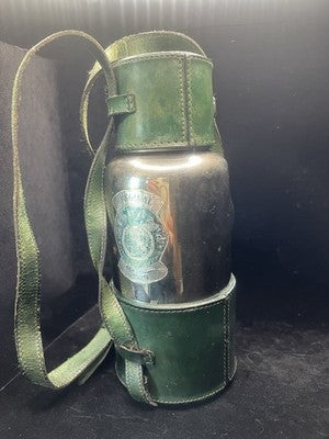 Water Bottle ORIGINAL STANDARD Steel Shoulder Belt Leather Green Woven Vintage