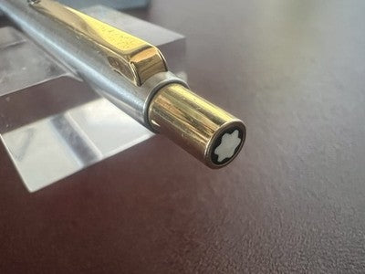 🔴 MONTBLANC penna sfera Noblesse cromata finiture dorate scrive vintage