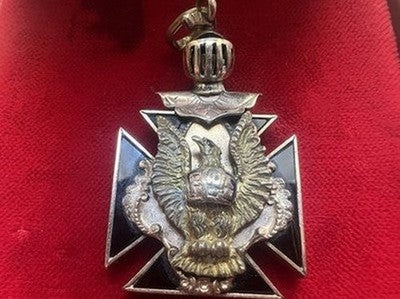 Cruz Masónica Colgante Fob Baño De Oro Orden Fraternal De Águilas Antigua 