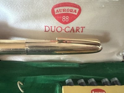 🔴 AURORA penna stilografica 88 Duo Cart placcata oro PRIMA GENERAZIONE vintage