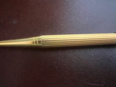 🔴 HARRISON penna a sfera dorata rigata clip incisa astuccio vintag