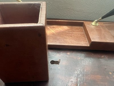 🔴 Base penna stilografica sfera set scrivania portapenne vera pelle vintage