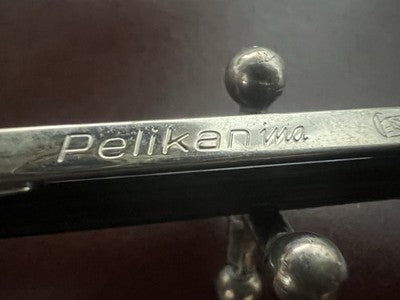 🔴 PELIKAN penna sfera PELIKAnina nera cromata a scatto scrive vintage