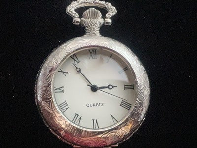 🔴 Orologio tasca uomo donna cromato cesellato Movimento al quarzo funziona