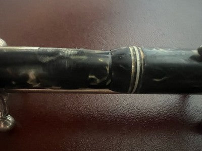 Anchor Füllfederhalter aus Zelluloid, schwarz marmoriert, Ladehebel, Vintage 