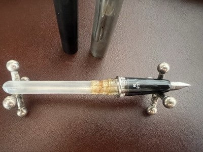Lus Pen Fountain Pen 59 Black With Hood Chrome Marking Vintage 1950 n.1