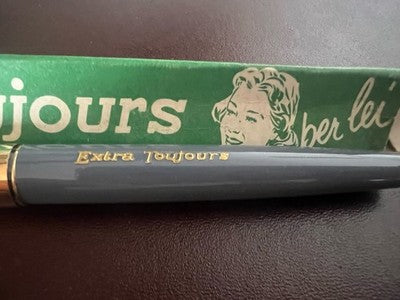 🔴 TOUJOURS penna stilografica grigia lusso pistone cappuccio dorato vintage NOS