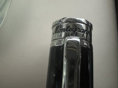 Montegrappa Stift Kugel Wort Slim Schwarz Stahl Matt Resin Roller NOS