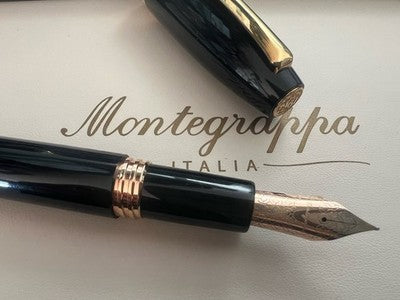 🔴 MONTEGRAPPA Manager Füllfederhalter in Schwarz mit vergoldeten Zierteilen und M-Feder 
