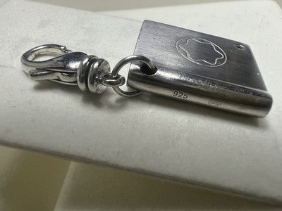 🔴 MONTBLANC 925 Silver pendant small diamond book ingot lobster clasp 