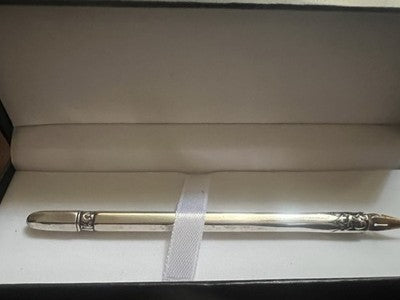 🔴 Penna scrivania argento 925 punzoni inglesi Sheffield 1915 ORIGINALE vintage