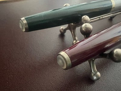 🔴 Penne stilografiche verde bordeaux a pistone scrivono per inchiostro vintage