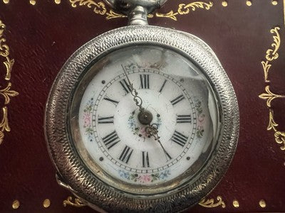 🔴 Orologio tasca ARGENTO 800 donna da revisionare parti vintage Remontoir 14