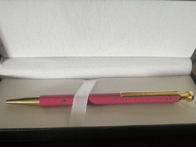 🔴 PELIKAN penna sfera lacca rosa verde e dorata a scatto scrive vintage