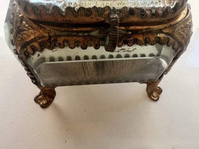 Porte- Bijoux Coffre Verre Vues Arc Triomphe Vintage Paris Belle Epoque