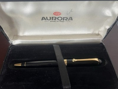 Aurora Stift Kugel 88 Mod 810 Resin Schwarz Profile Gerollt Schreibt Box 