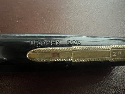 🔴 TROPEN GOLD penna sfera 225 carica inchiostro a pistone scrive vintage 1950